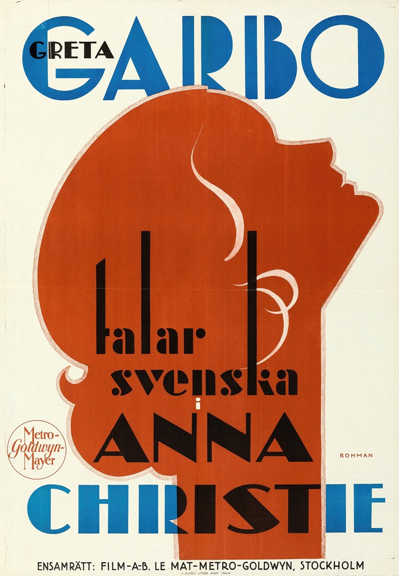 Anna Christie by Eric Rohman, 1930 — digital art print download