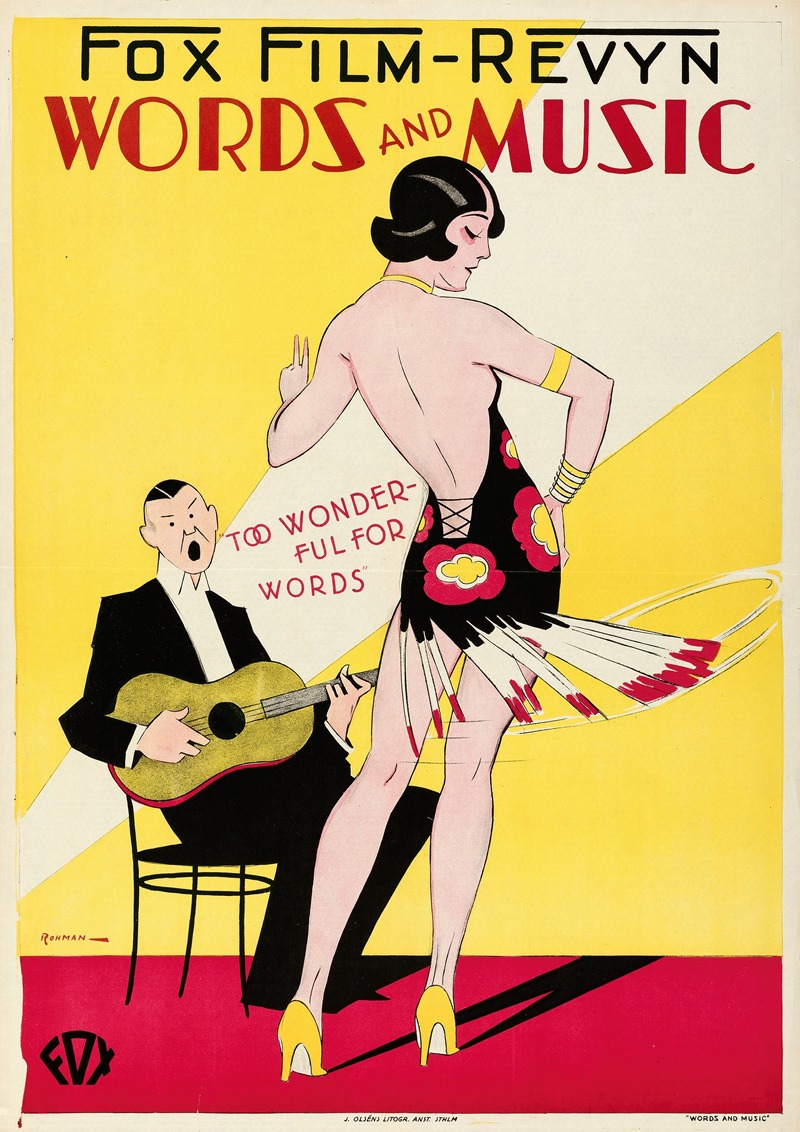 Words and Music by Eric Rohman, 1930 — digital art print download