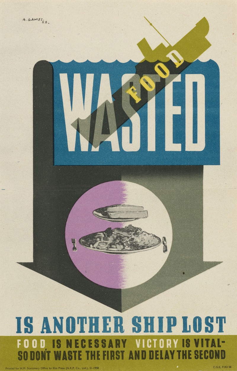 Wasted Food is Another Ship Lost by Abram Games — digital art print download