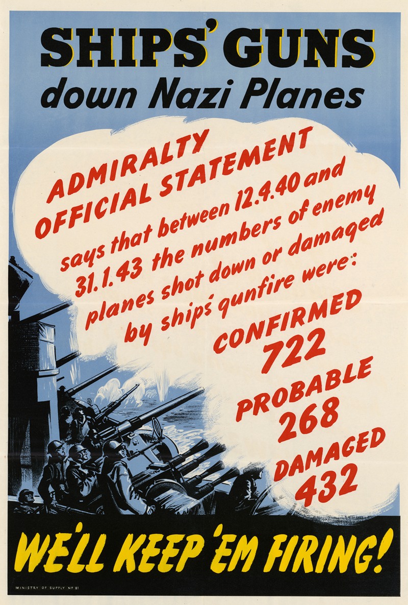 Ships' Guns Down Nazi Planes by Аноним — digital art print download