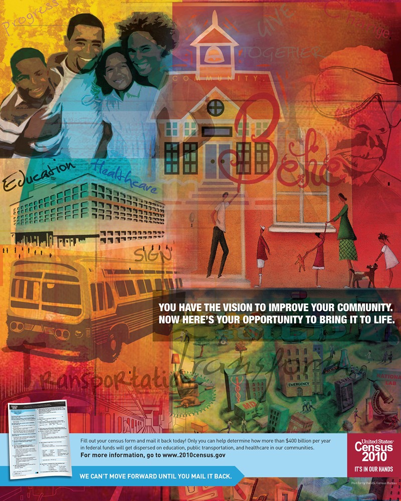 African American Action Poster by Bureau of the Census, 2010 — digital art print download