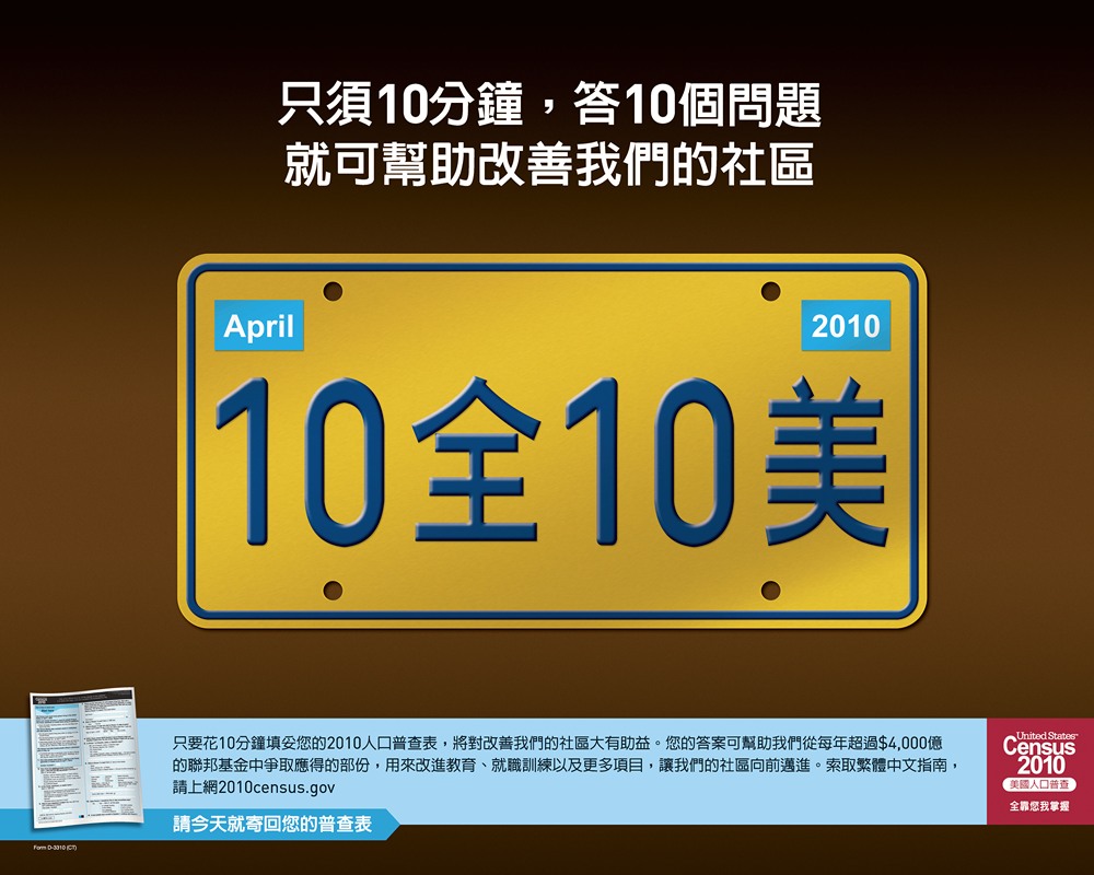 Chinese Action Poster by Bureau of the Census, 2010 — digital art print download