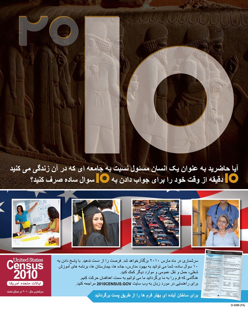 Farsi Awareness Poster by Bureau of the Census, 2010 — digital art print download