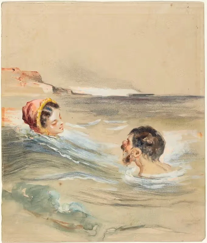 Male and Female Bathers — Alfred Grévin