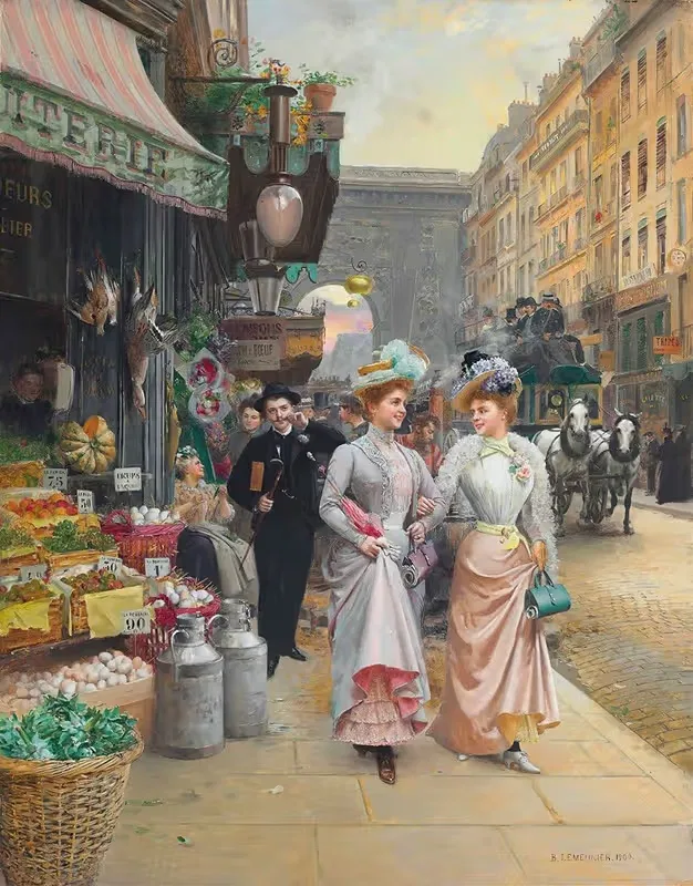 Элегантные на прогулке by Базиль Лемёнье, 1900 — digital art print download