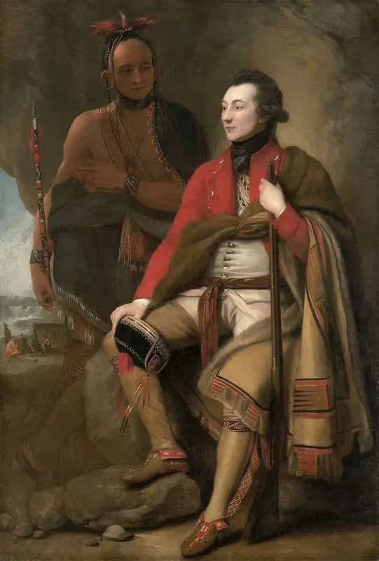 Colonel Guy Johnson and Karonghyontye (Captain David Hill) — Benjamin West