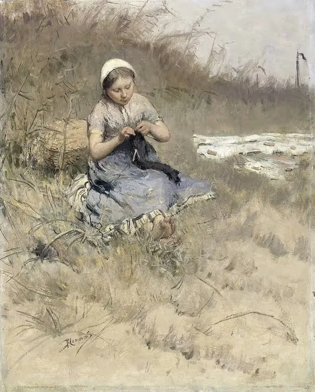 Девушка, вяжущая by Бернардус Иоганнес Бломмерс, 1885 - 1886 — digital art print download