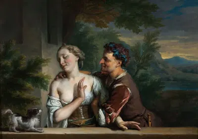 A Man Trying to embrace a Woman by Carel de Moor — digital art print download