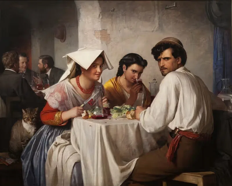 В римской остерии by Карл Блох, 1866 — digital art print download