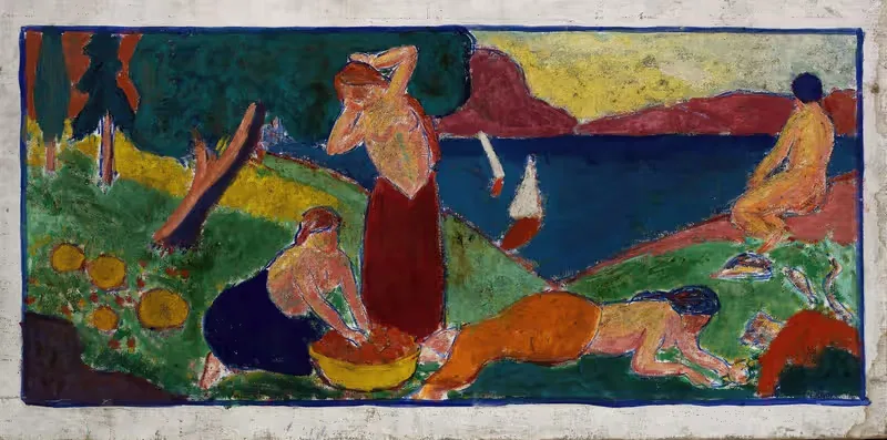 Women in Landscape with Blue Border — Carl Newman