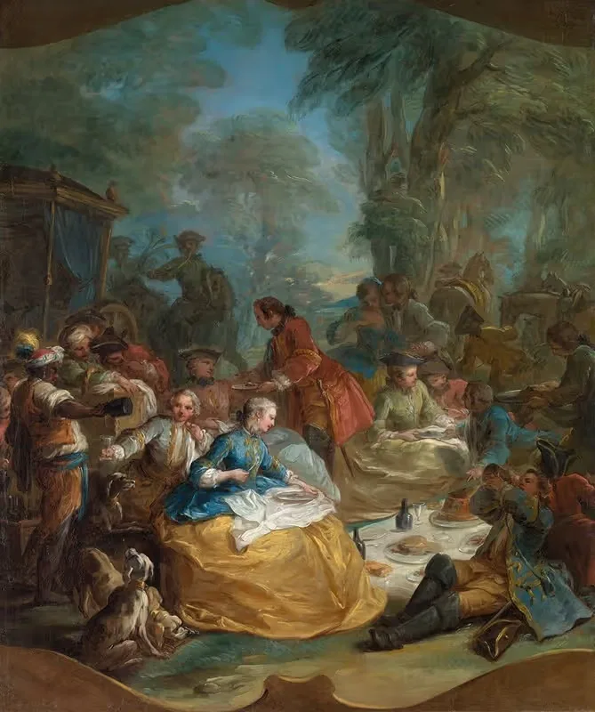 Halt of the Hunt — Charles-André van Loo