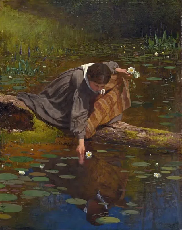 Gathering Lilies by Eastman Johnson, 1865 — digital art print download