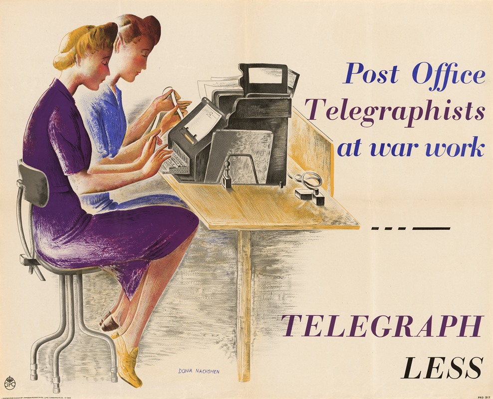 Post Office Telegraphists at War Work – Telegraph Less 2 by Donia Nachshen — digital art print download