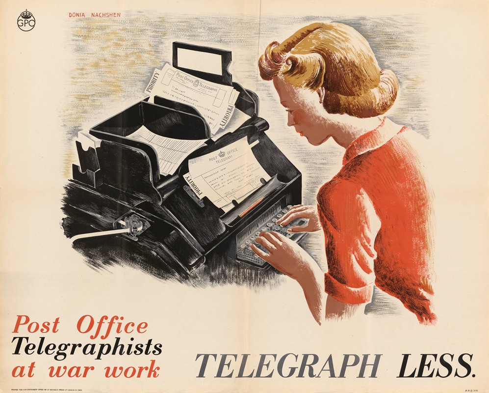Post Office Telegraphists at War Work – Telegraph Less by Donia Nachshen — digital art print download