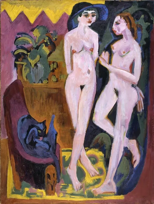 Два ню в комнате by Эрнст Людвиг Кирхнер, 1914 — digital art print download