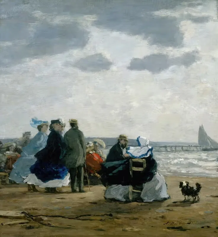 На пляже, Дьеп by Южен Буден, 1864 — digital art print download