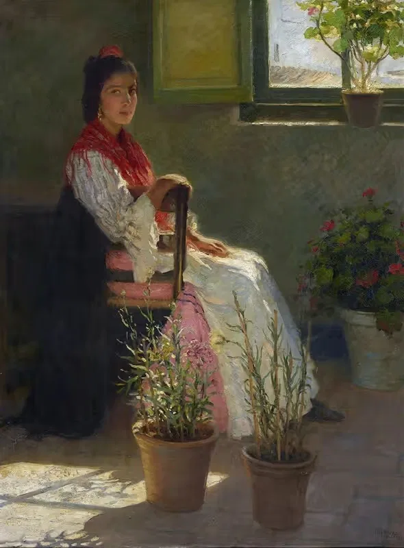 Цыганка и солнечный свет (Гитана и Соль) by Франсис Луис Мора, 1909 — digital art print download