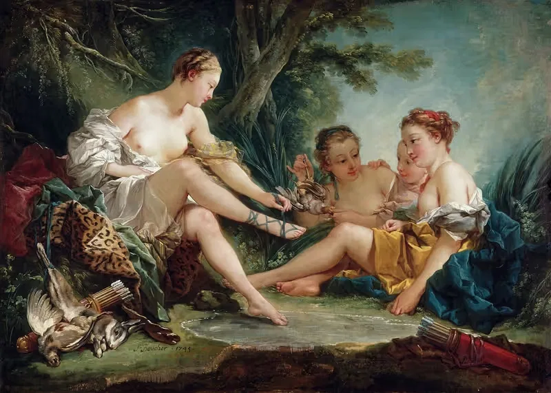 Диана, возвращающаяся с охоты by Франсуа Буше, 1745 — digital art print download
