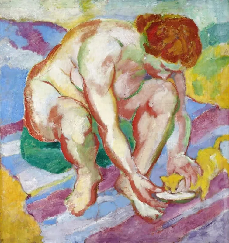 Ню с кошкой by Франц Марк, 1910 — digital art print download