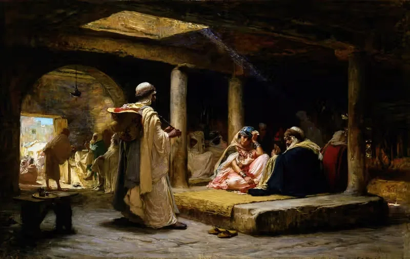 Кафе в Бискре, Алжир by Фредерик Артур Бриджман, 1884 — digital art print download