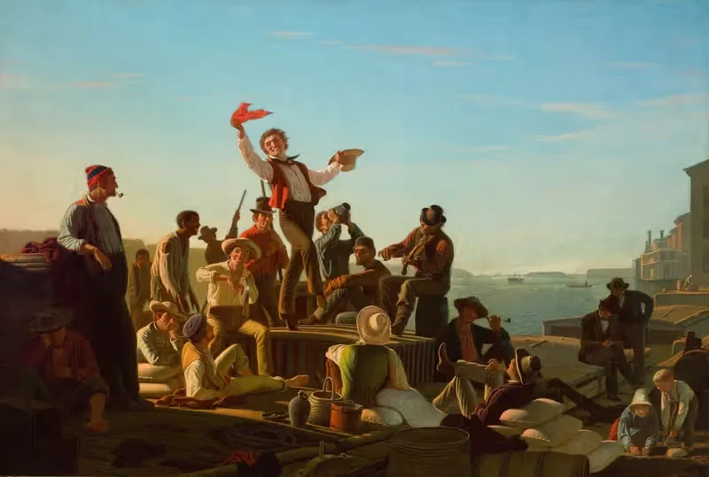 Веселые плоскодонки в порту by Джордж Кейлеб Бингем, 1857 — digital art print download