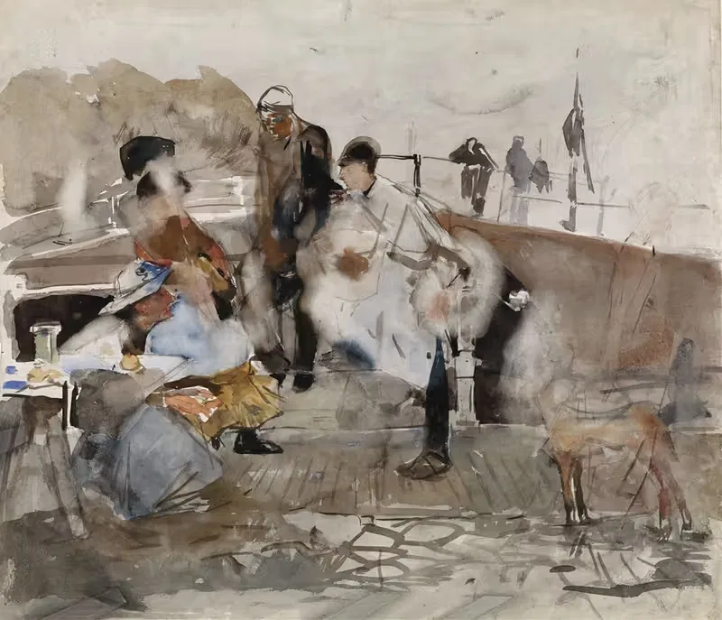 Общество на лодке by Джордж Хендрик Бреййтнер, 1867 - 1923 — digital art print download