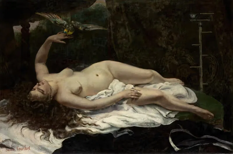 Женщина с попугаем by Гюстав Курбе, 1866 — digital art print download