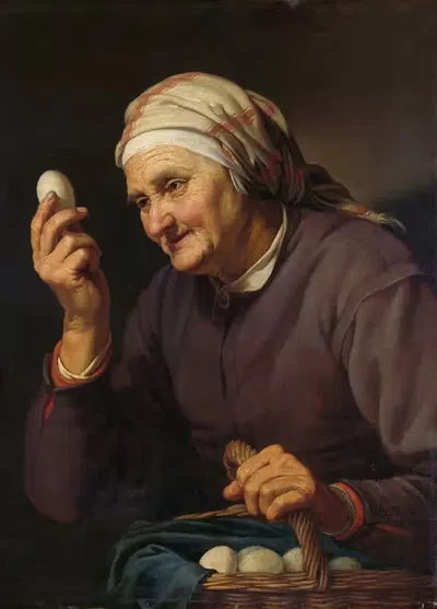 Старая женщина, продающая яйца by Хендрик Блоемаерт, 1632 — digital art print download