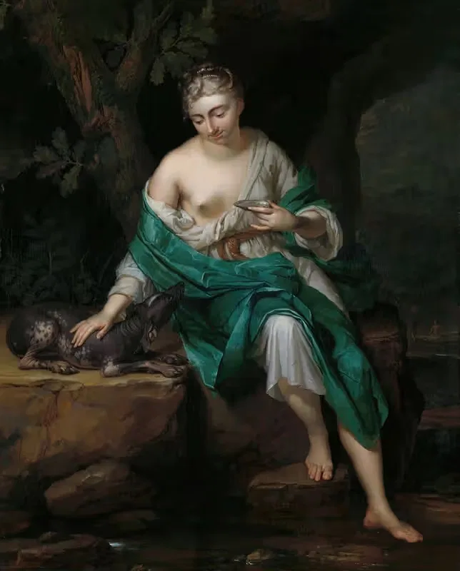 Женщина с собакой by Герман ван дер Майн, 1719 — digital art print download
