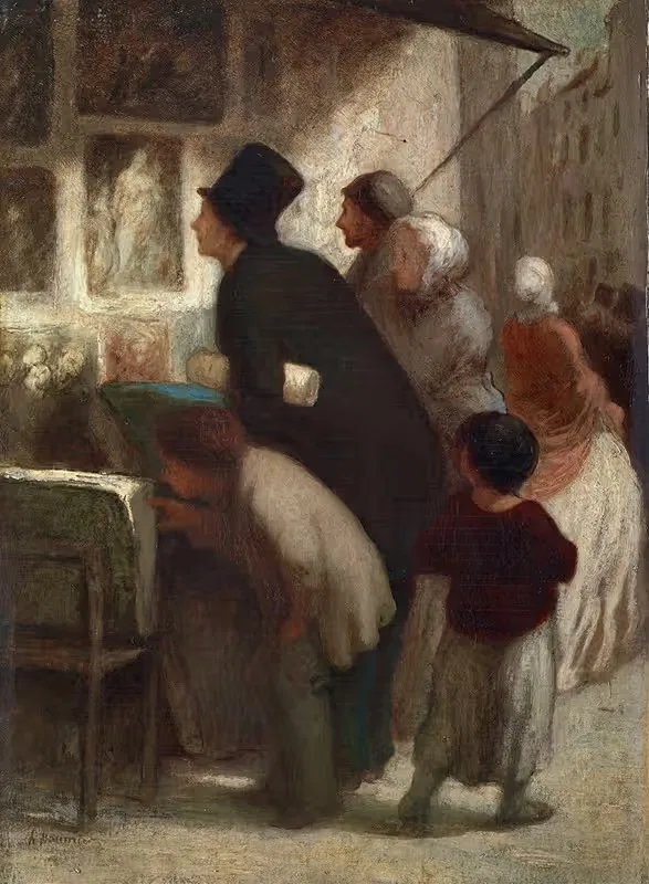 Outside the Print–Seller's Shop — Honoré Daumier