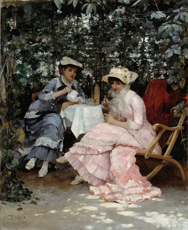 Sitting under the Arbour by Hugo Birger, 1880 — digital art print download