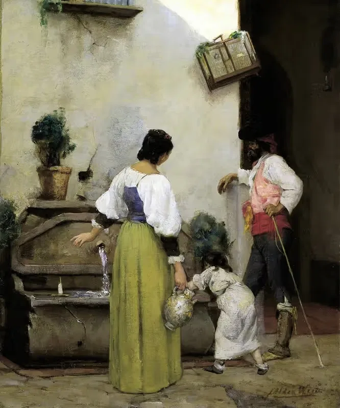 У водопоя by Джулиан Олден Уир, 1876-1877 — digital art print download