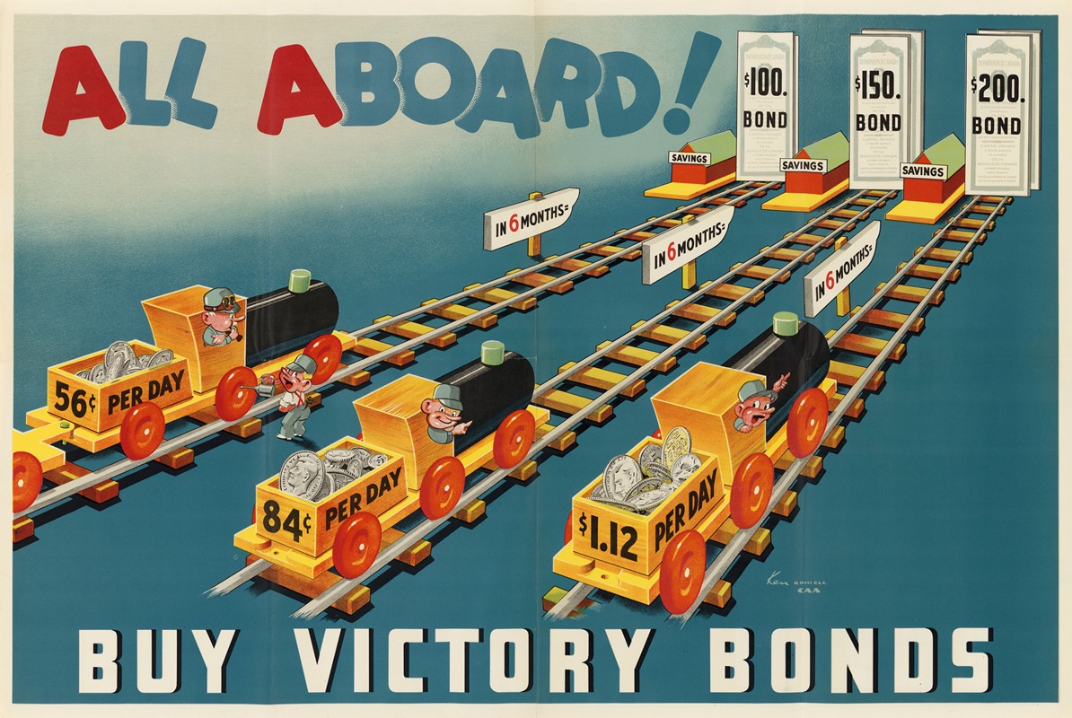 All Aboard! Buy Victory Bonds by Ken Rowell — digital art print download