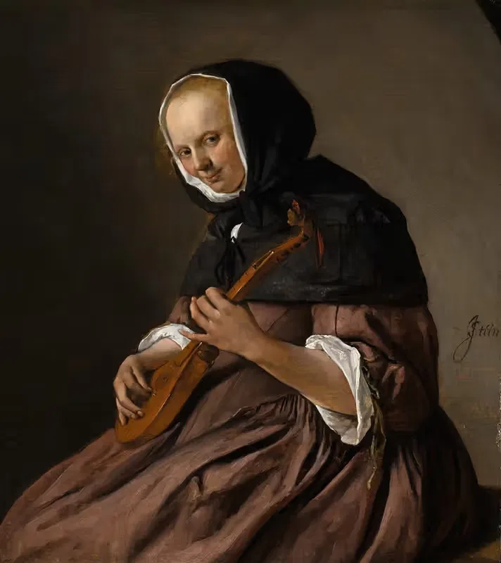 Женщина, играющая на цитре by Ян Стейн, c. 1662 — digital art print download