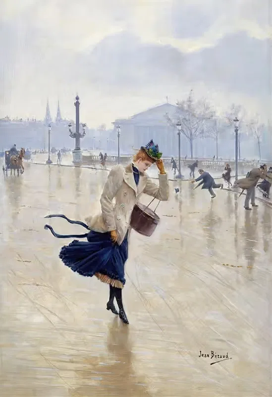 Ветреный день, площадь Согласия by Жан Бера, c. 1890 — digital art print download