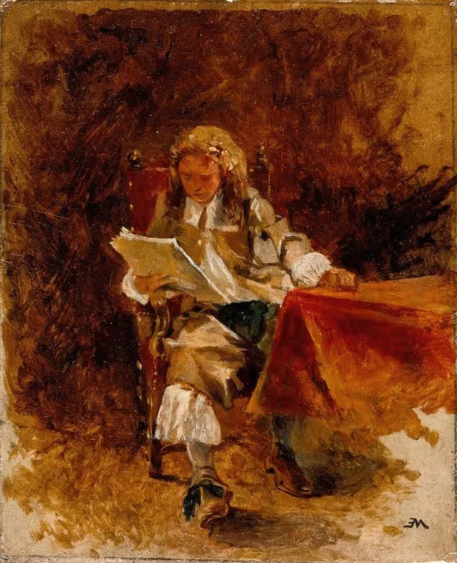 Изучение сидящего кавалера, читающего by Эрнест Мейссонье, 1870 — digital art print download