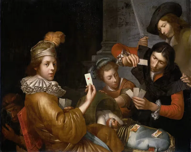 Карточная игра на колыбели by Иоганнес ван Вийкерслот, 1643 - 1683 — digital art print download