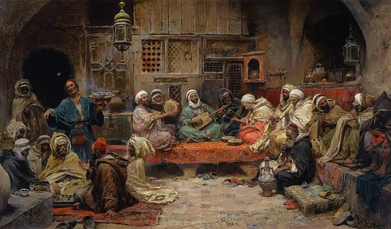 Inside A Coffee House, Tunis by José Benlliure y Gil — digital art print download