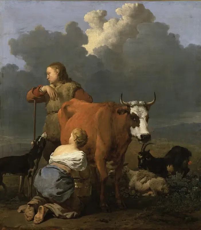 Peasant Girl Milking a Cow — Karel Dujardin