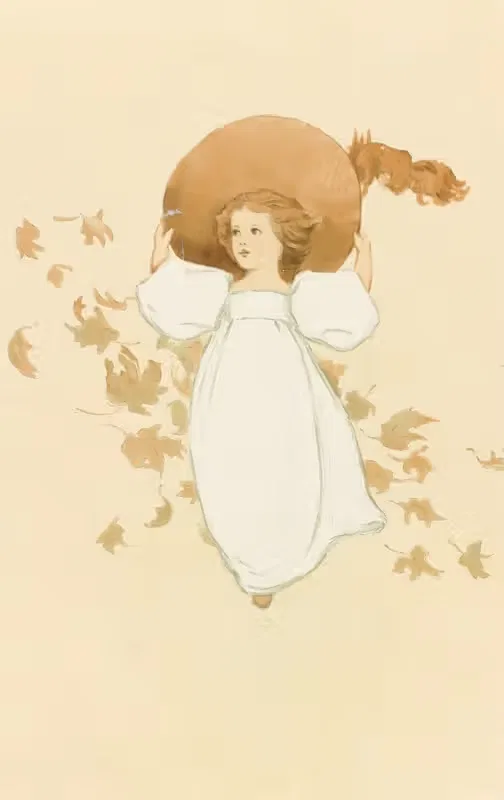 Little Girl with Leaves — Louis Prang & Co.