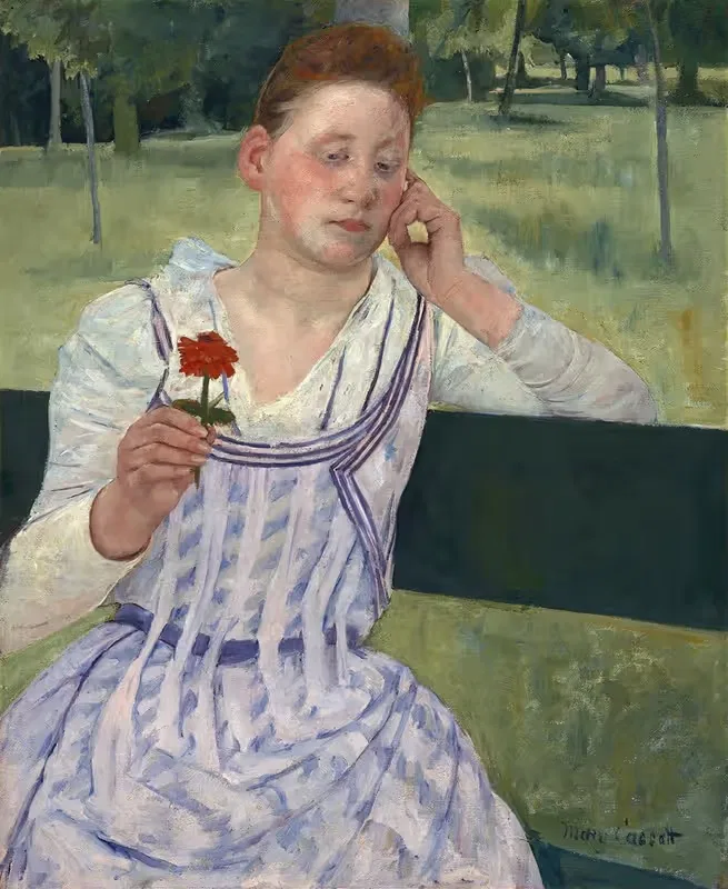 Woman with a Red Zinnia — Mary Cassatt
