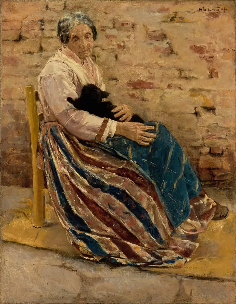 Старая женщина с кошкой by Макс Либерман, 1878 — digital art print download