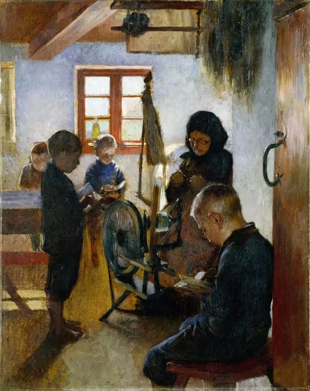 В деревенской школе by Оскар Бьёрк, 1884 — digital art print download