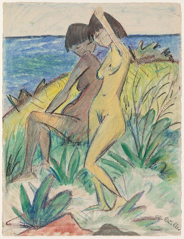 Два купальщика by Отто Мюллер, c. 1920 — digital art print download