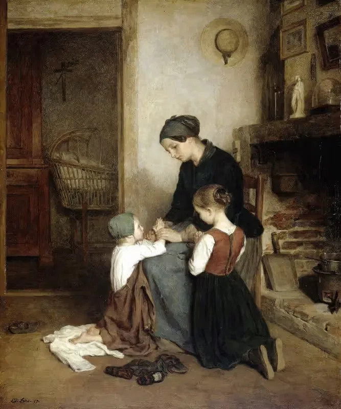 Вечерняя молитва by Пьер Эдуар Фрер, 1857 — digital art print download