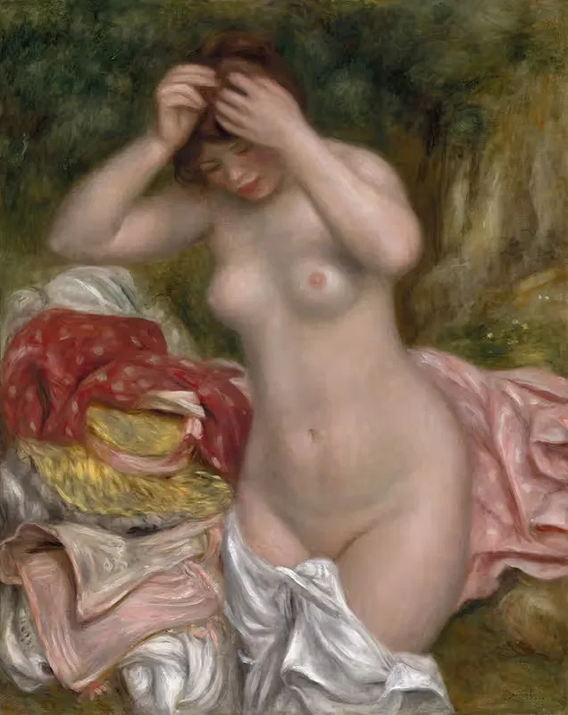 Купающаяся, укладывающая волосы by Пьер-Огюст Ренуар, 1893 — digital art print download