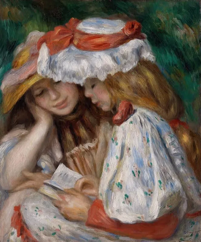 Two Girls Reading by Pierre-Auguste Renoir — digital art print download