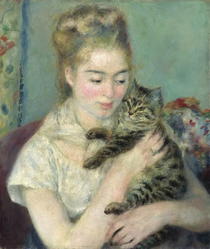 Женщина с кошкой by Пьер-Огюст Ренуар, c. 1875 — digital art print download
