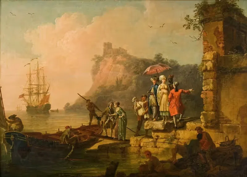Компания, садящаяся на лодку by Пьер-Жак Волаир — digital art print download