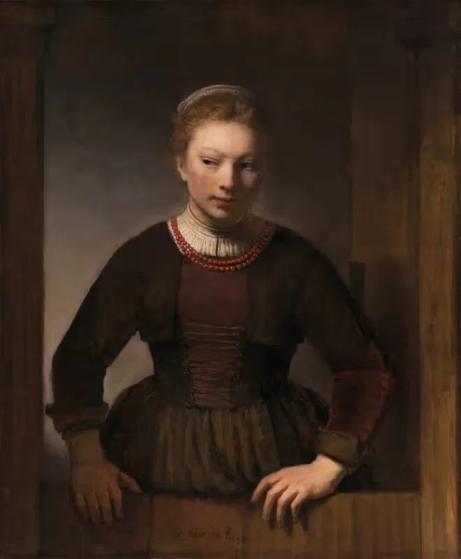 Young Woman at an Open Half-Door — Rembrandt van Rijn